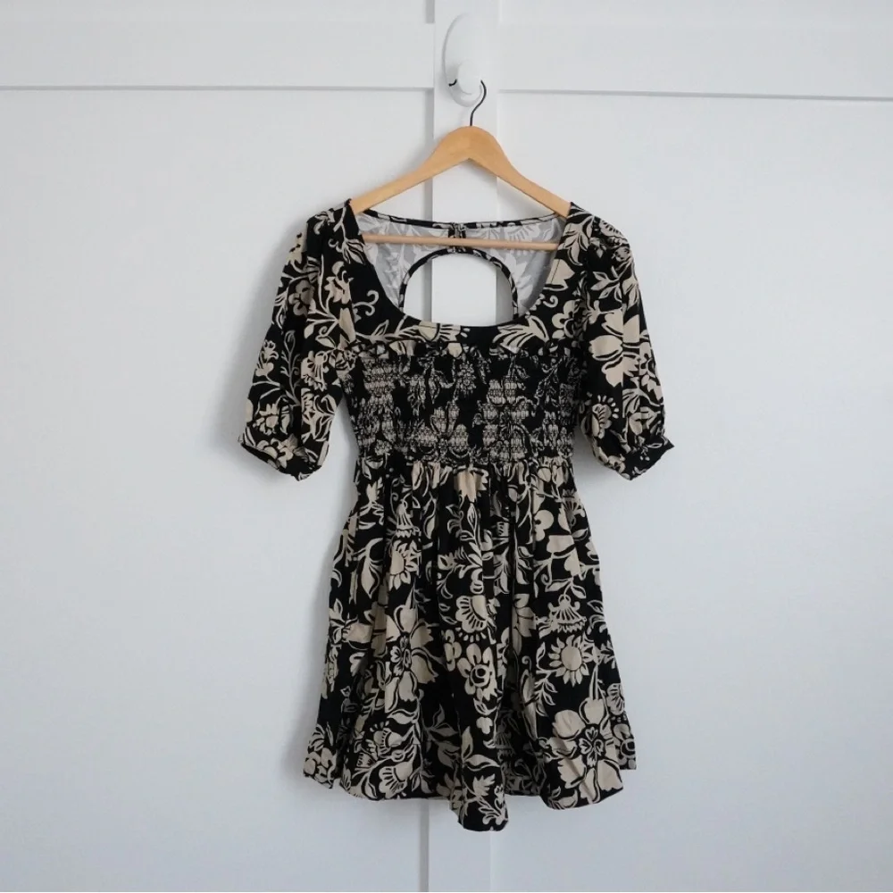 Free People Floral Puff Sleeve Mini Dress
